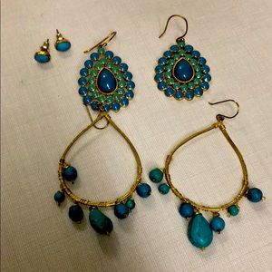 Turquoise & Gold earring lot